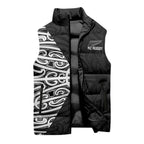 New Zealand Silver Fern Rugby Custom Sleeveless Puffer Jacket Maori Koru Go Black Fern - Aussie Hoodie