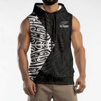 New Zealand Silver Fern Rugby Custom Sleeveless Zip Hoodie Maori Koru Go Black Fern LT14