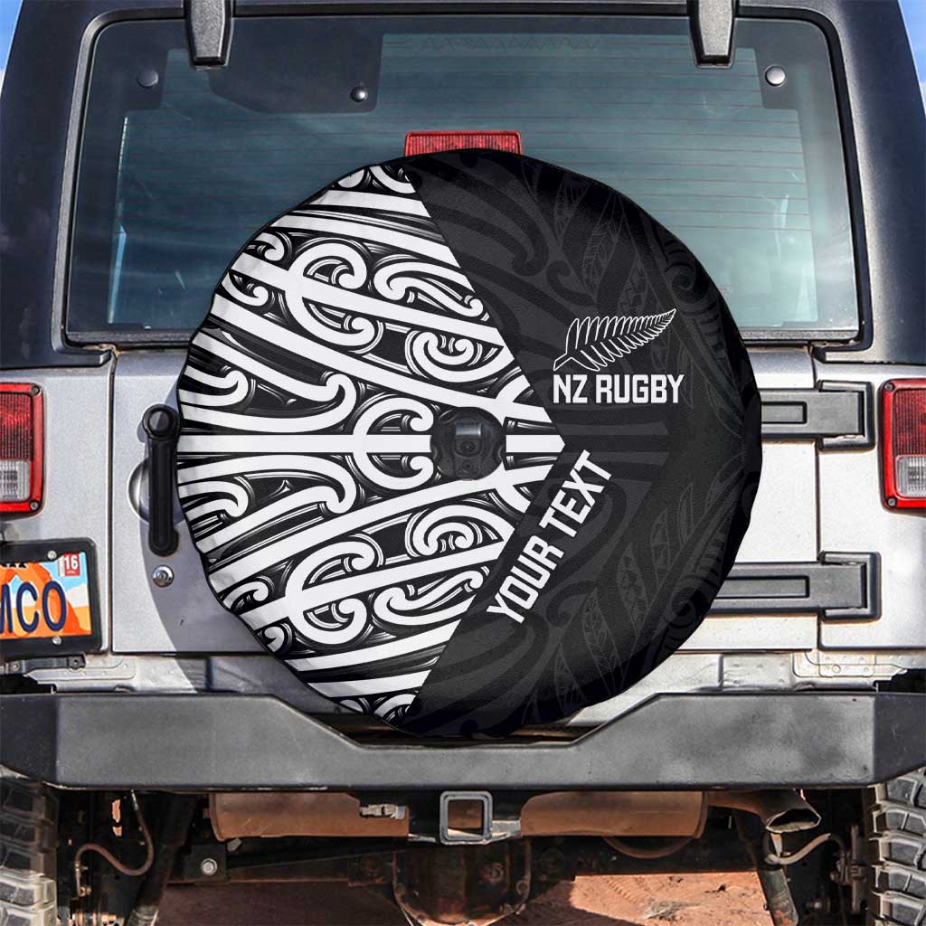 New Zealand Silver Fern Rugby Custom Spare Tire Cover Maori Koru Go Black Fern - Aussie Hoodie