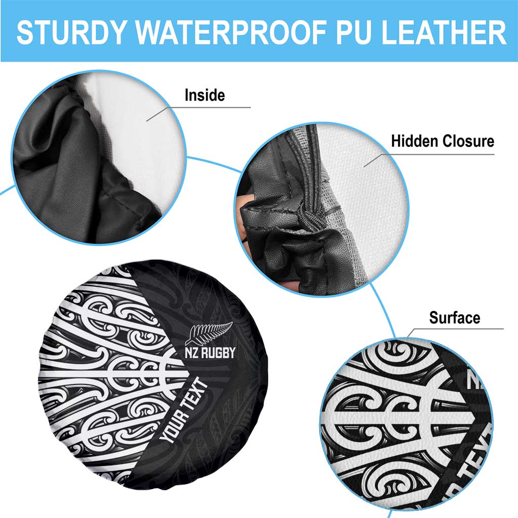 New Zealand Silver Fern Rugby Custom Spare Tire Cover Maori Koru Go Black Fern - Aussie Hoodie