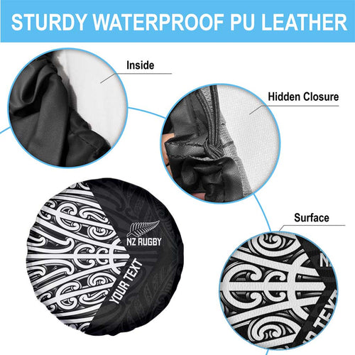 New Zealand Silver Fern Rugby Custom Spare Tire Cover Maori Koru Go Black Fern - Aussie Hoodie
