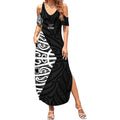 New Zealand Silver Fern Rugby Custom Summer Maxi Dress Maori Koru Go Black Fern - Aussie Hoodie