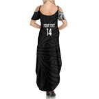 New Zealand Silver Fern Rugby Custom Summer Maxi Dress Maori Koru Go Black Fern - Aussie Hoodie