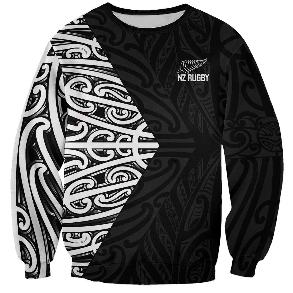 New Zealand Silver Fern Rugby Custom Sweatshirt Maori Koru Go Black Fern - Aussie Hoodie