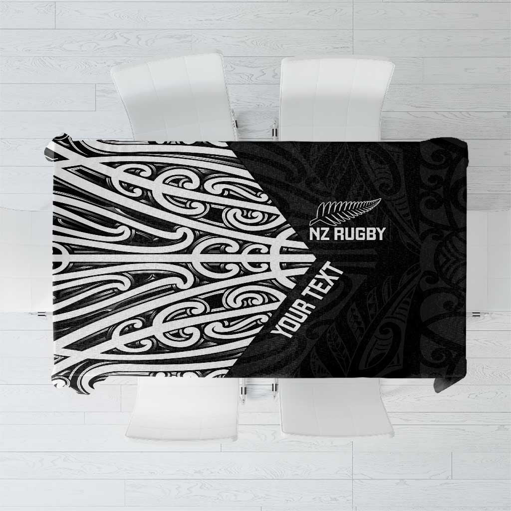 New Zealand Silver Fern Rugby Custom Tablecloth Maori Koru Go Black Fern - Aussie Hoodie