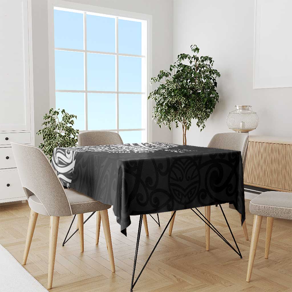 New Zealand Silver Fern Rugby Custom Tablecloth Maori Koru Go Black Fern - Aussie Hoodie