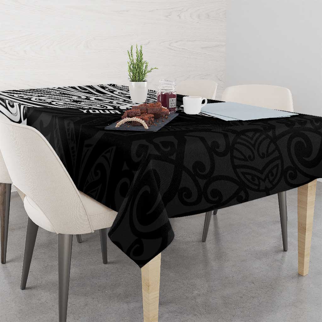 New Zealand Silver Fern Rugby Custom Tablecloth Maori Koru Go Black Fern - Aussie Hoodie