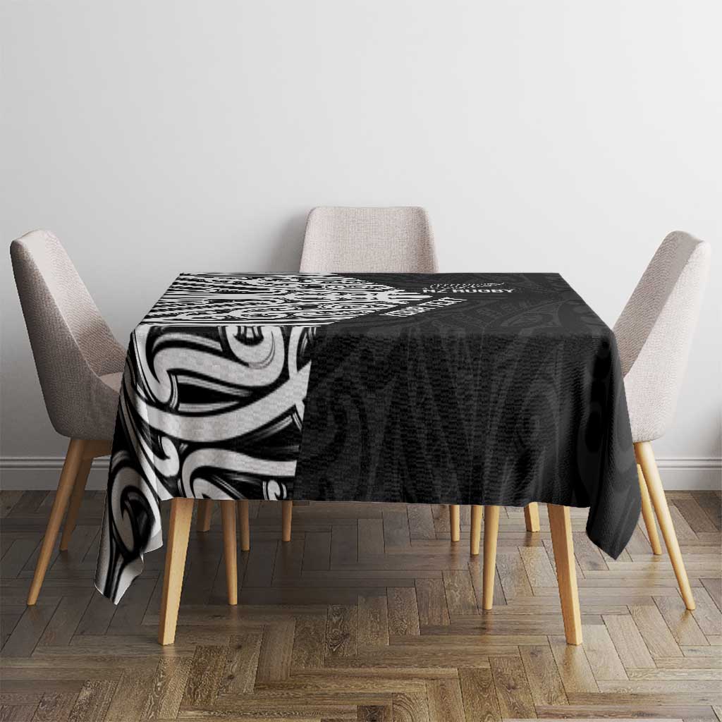 New Zealand Silver Fern Rugby Custom Tablecloth Maori Koru Go Black Fern - Aussie Hoodie