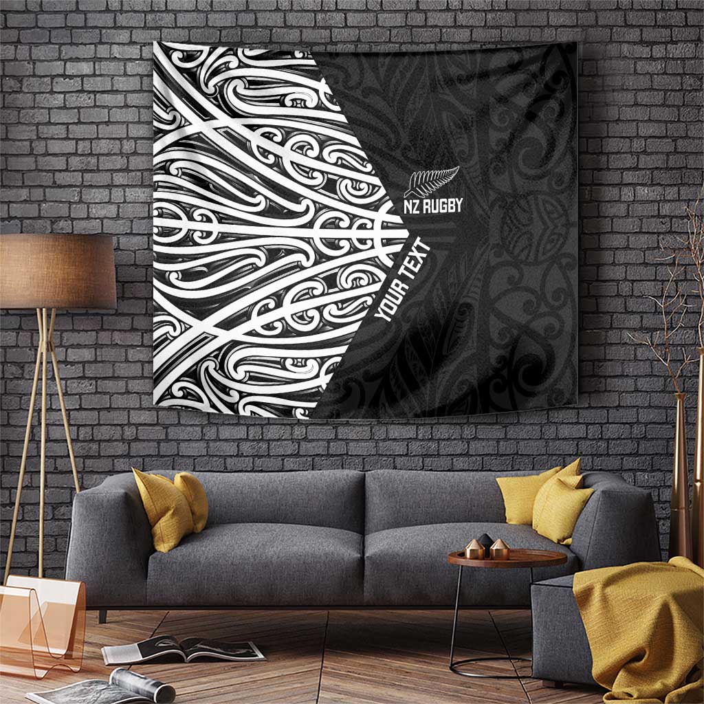 New Zealand Silver Fern Rugby Custom Tapestry Maori Koru Go Black Fern - Aussie Hoodie