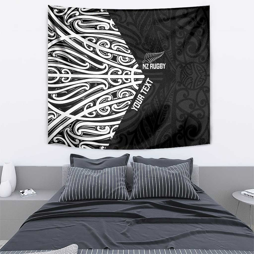 New Zealand Silver Fern Rugby Custom Tapestry Maori Koru Go Black Fern - Aussie Hoodie