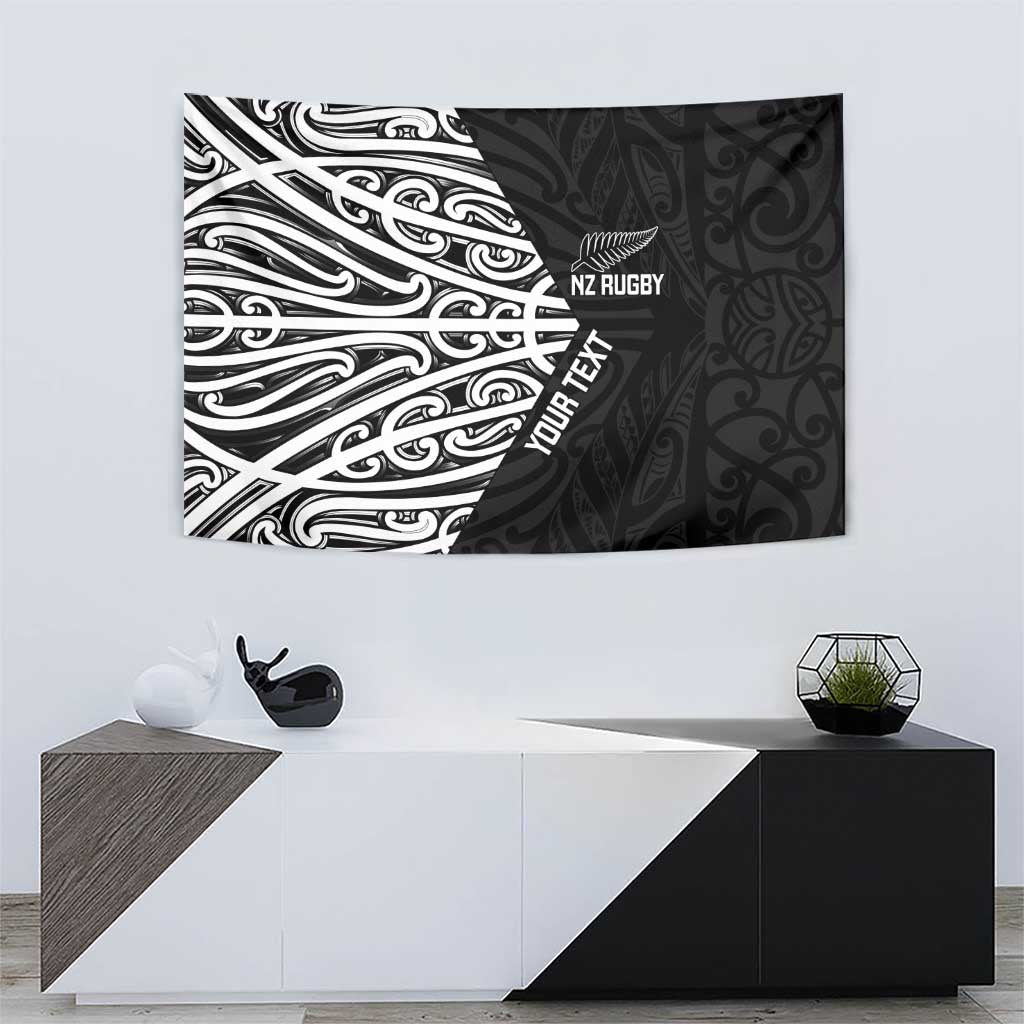 New Zealand Silver Fern Rugby Custom Tapestry Maori Koru Go Black Fern - Aussie Hoodie