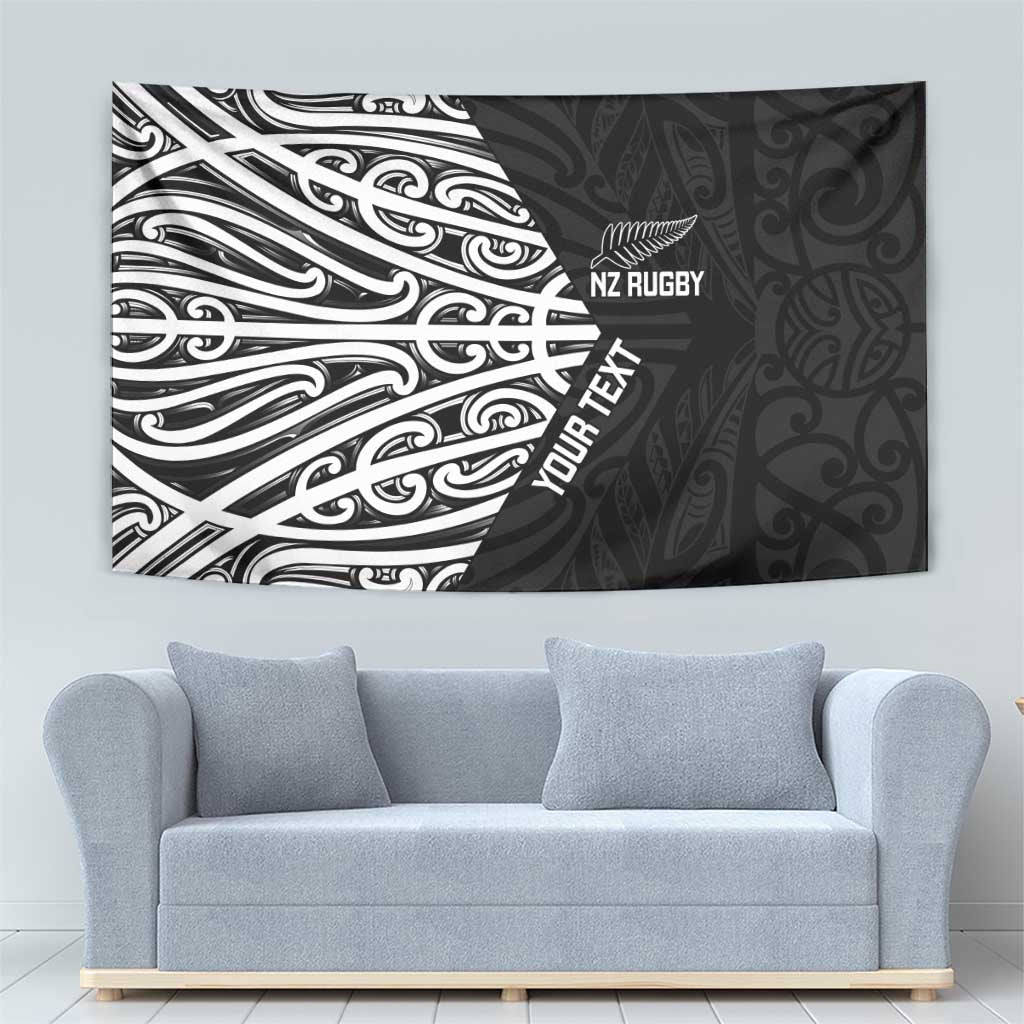 New Zealand Silver Fern Rugby Custom Tapestry Maori Koru Go Black Fern - Aussie Hoodie
