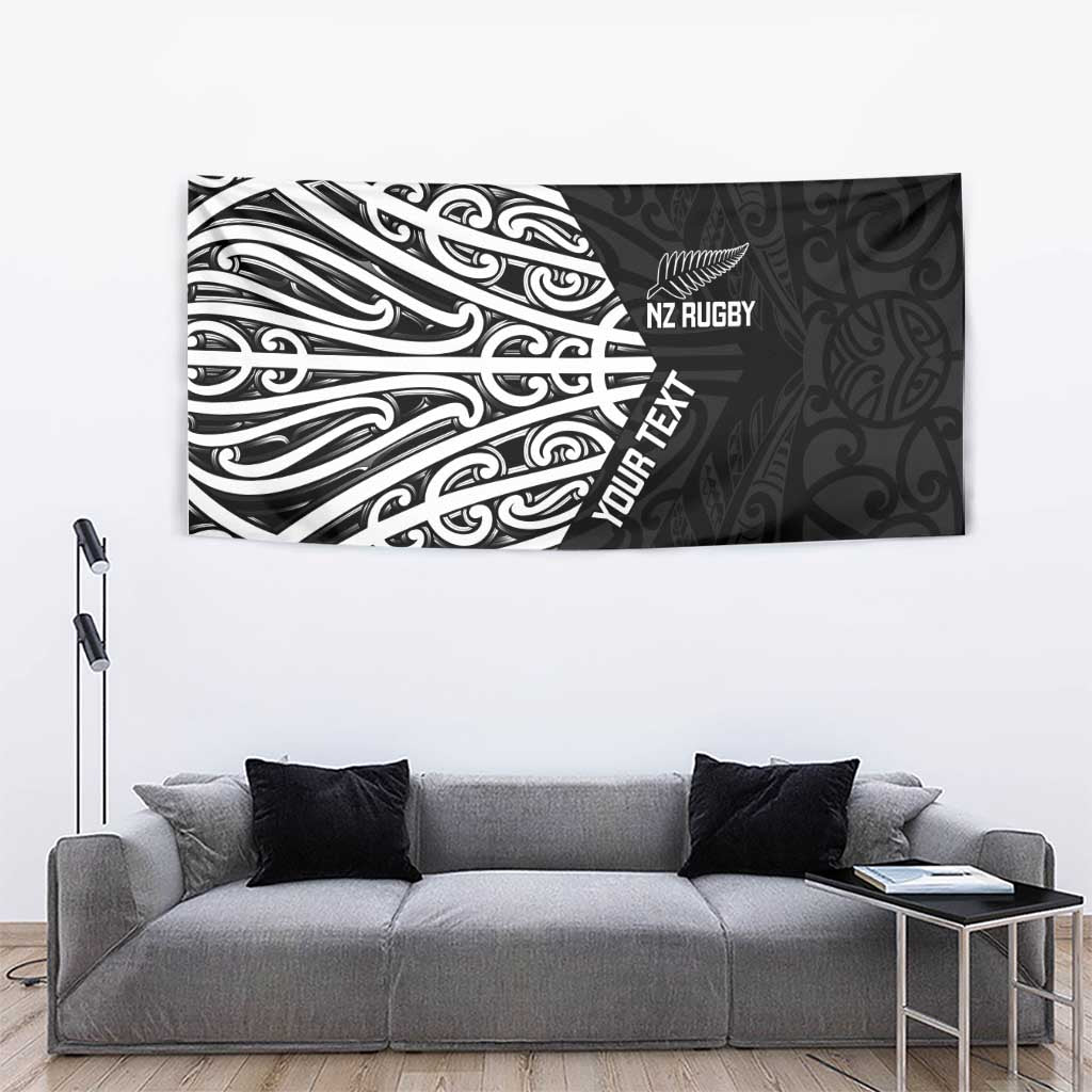 New Zealand Silver Fern Rugby Custom Tapestry Maori Koru Go Black Fern - Aussie Hoodie