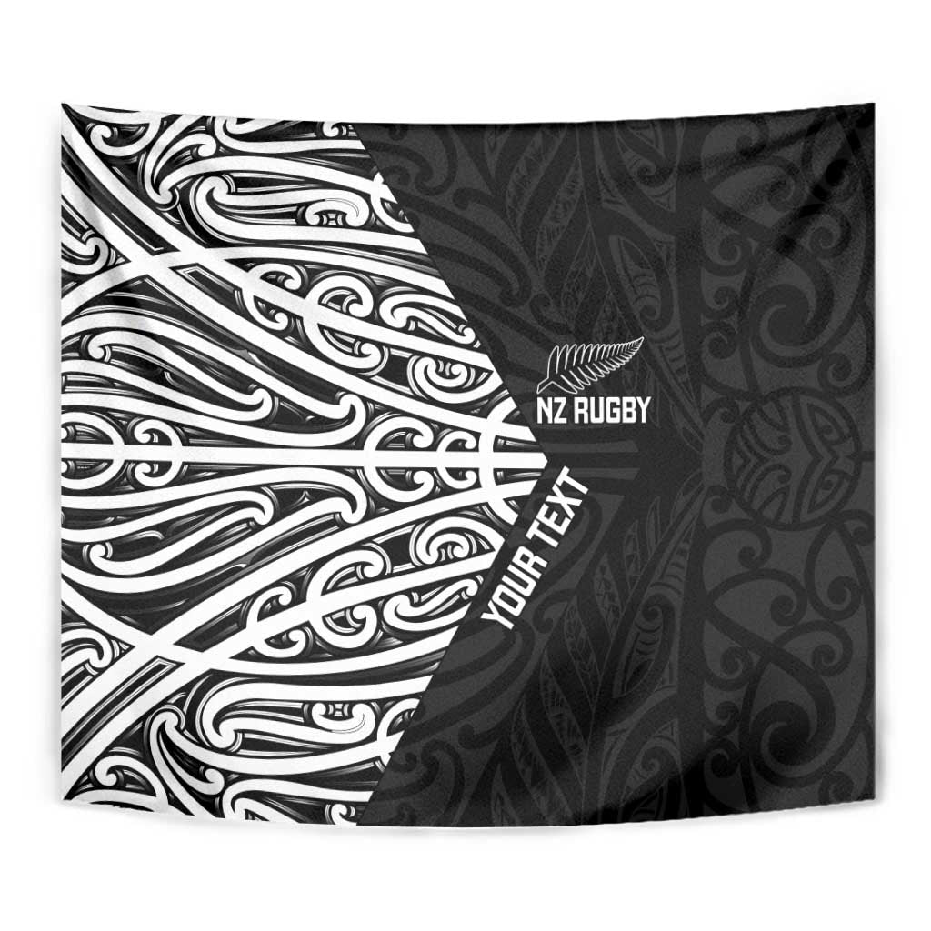 New Zealand Silver Fern Rugby Custom Tapestry Maori Koru Go Black Fern - Aussie Hoodie