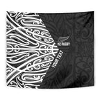 New Zealand Silver Fern Rugby Custom Tapestry Maori Koru Go Black Fern - Aussie Hoodie