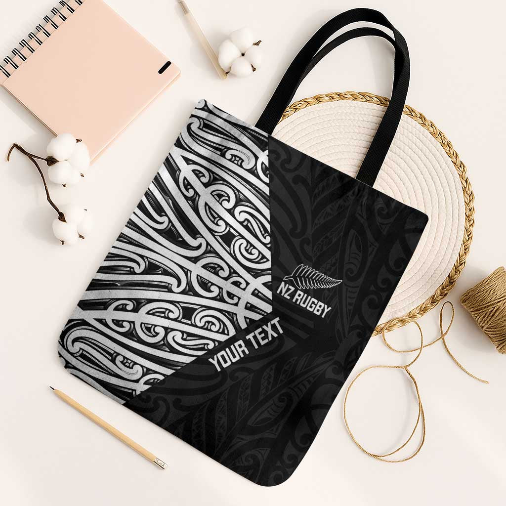New Zealand Silver Fern Rugby Custom Tote Bag Maori Koru Go Black Fern - Aussie Hoodie