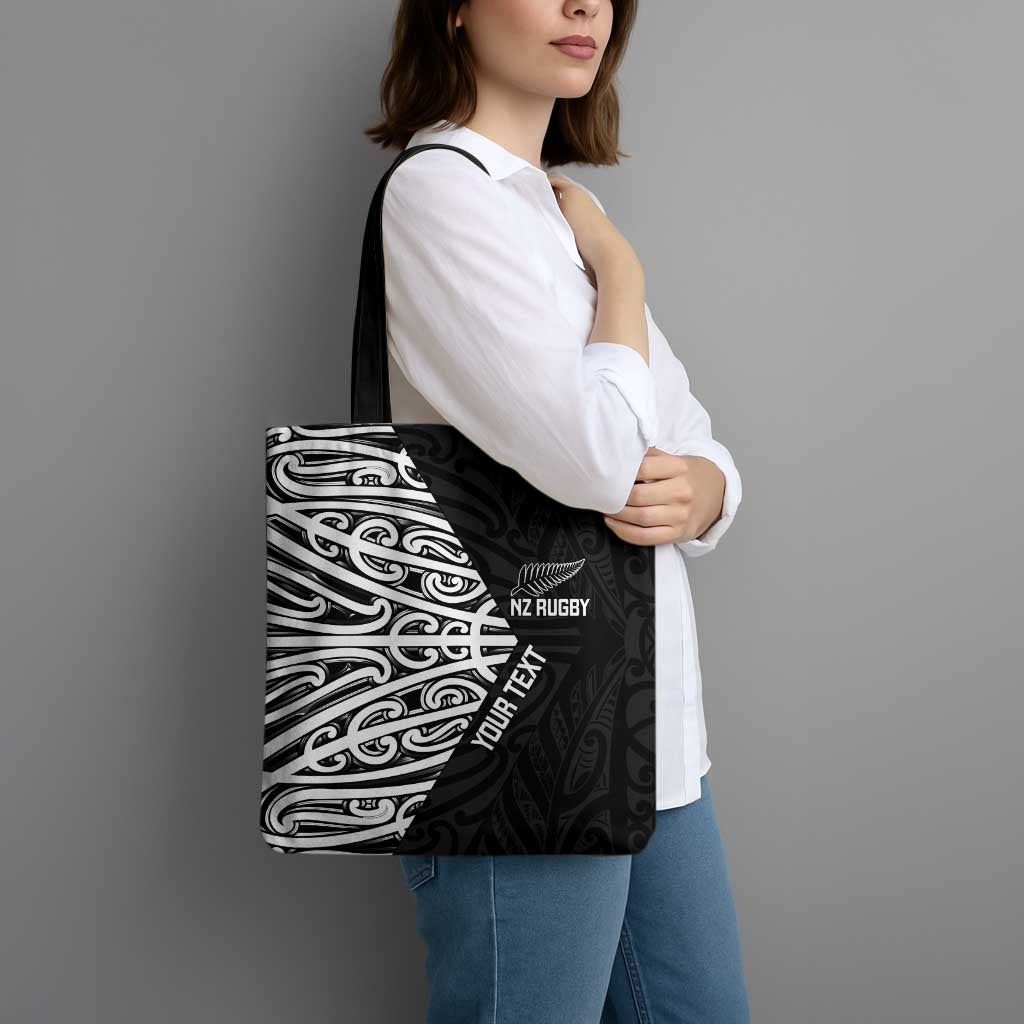 New Zealand Silver Fern Rugby Custom Tote Bag Maori Koru Go Black Fern - Aussie Hoodie