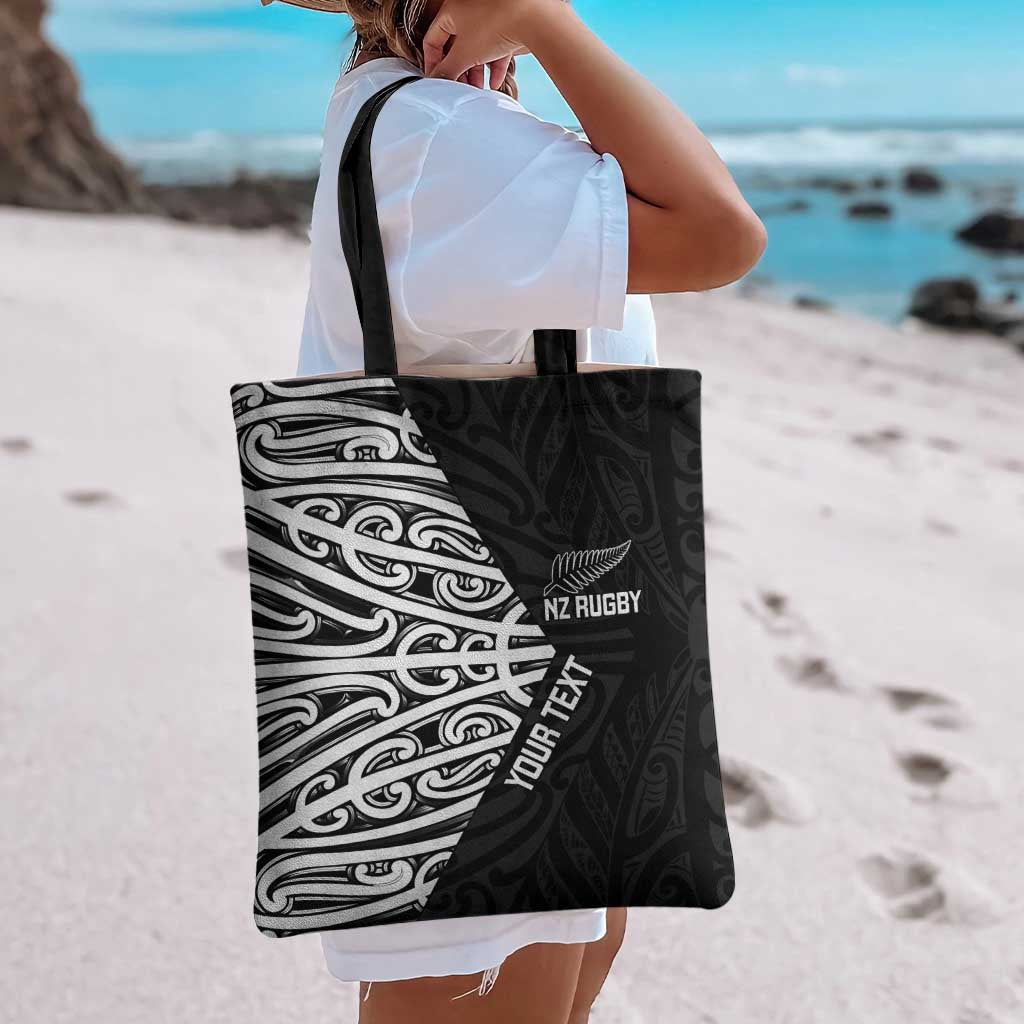 New Zealand Silver Fern Rugby Custom Tote Bag Maori Koru Go Black Fern - Aussie Hoodie
