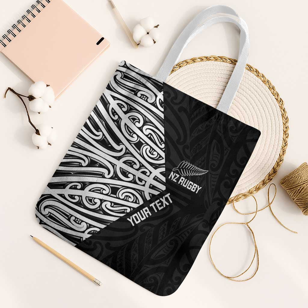 New Zealand Silver Fern Rugby Custom Tote Bag Maori Koru Go Black Fern - Aussie Hoodie