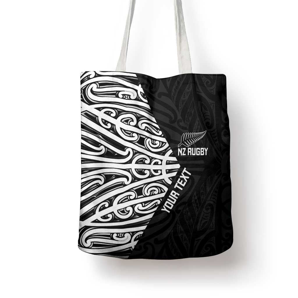 New Zealand Silver Fern Rugby Custom Tote Bag Maori Koru Go Black Fern - Aussie Hoodie