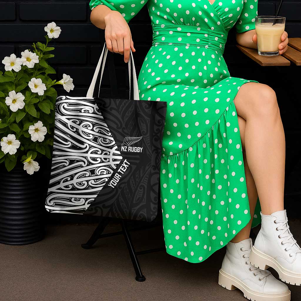 New Zealand Silver Fern Rugby Custom Tote Bag Maori Koru Go Black Fern - Aussie Hoodie