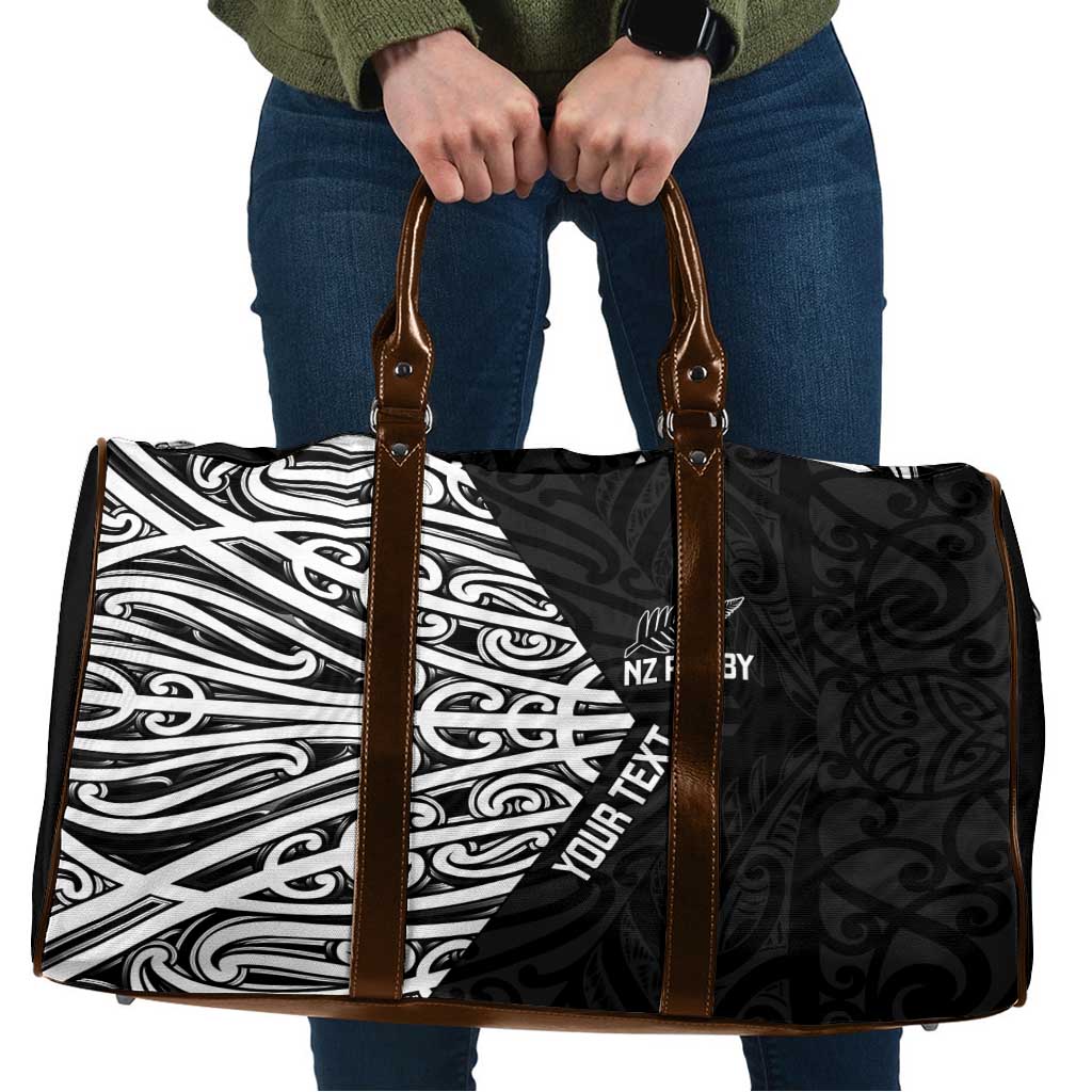 New Zealand Silver Fern Rugby Custom Travel Bag Maori Koru Go Black Fern - Aussie Hoodie