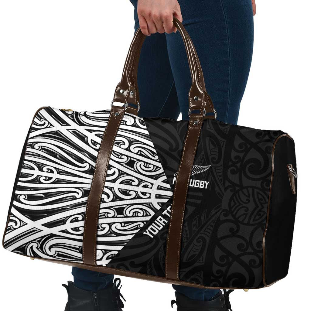 New Zealand Silver Fern Rugby Custom Travel Bag Maori Koru Go Black Fern - Aussie Hoodie