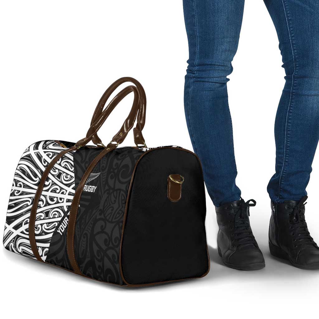 New Zealand Silver Fern Rugby Custom Travel Bag Maori Koru Go Black Fern - Aussie Hoodie