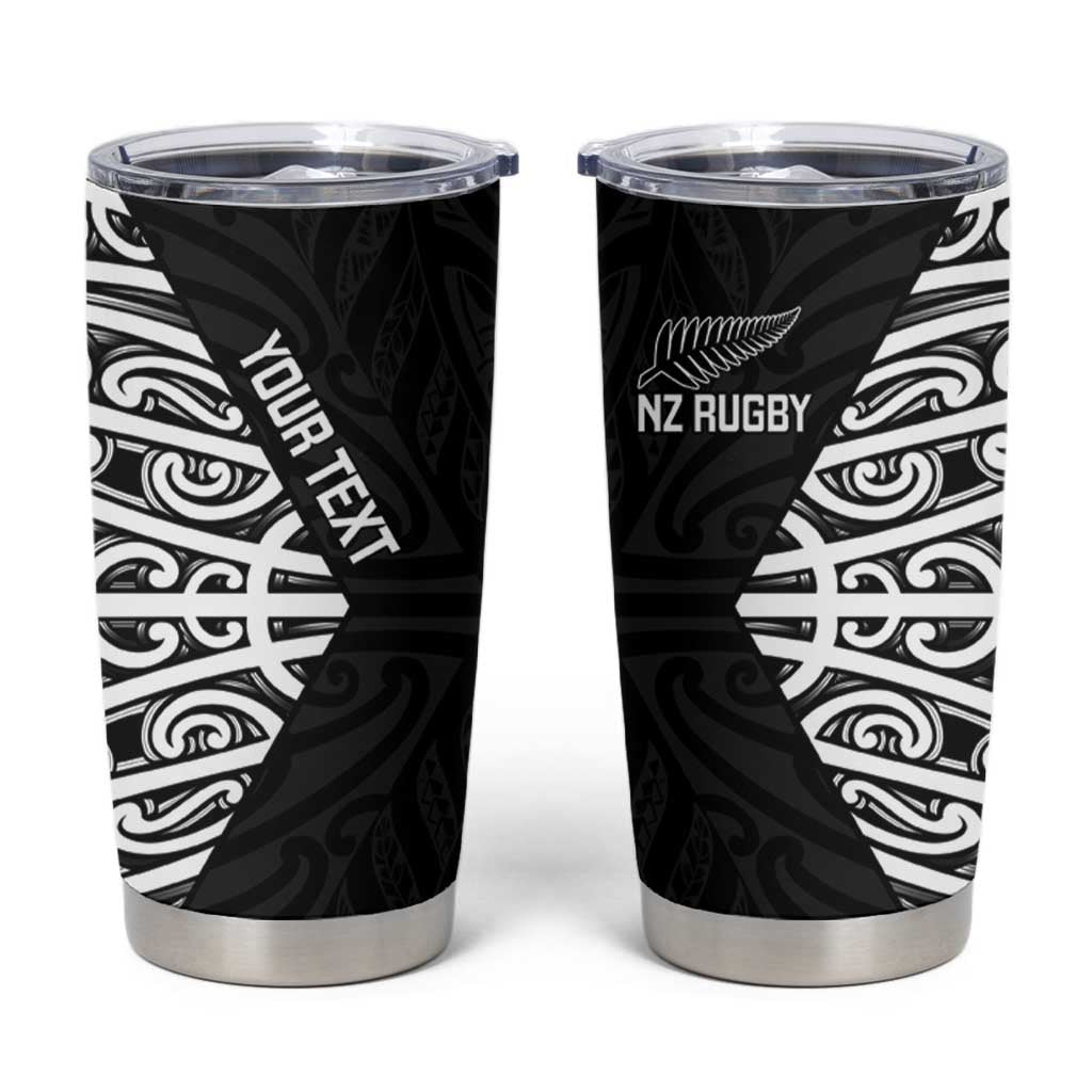 New Zealand Silver Fern Rugby Custom Tumbler Cup Maori Koru Go Black Fern - Aussie Hoodie