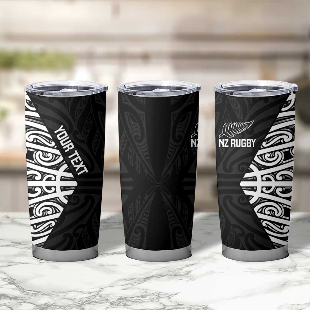 New Zealand Silver Fern Rugby Custom Tumbler Cup Maori Koru Go Black Fern - Aussie Hoodie