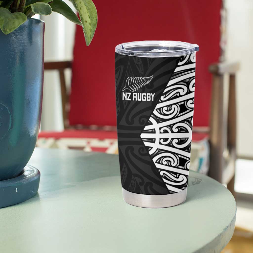New Zealand Silver Fern Rugby Custom Tumbler Cup Maori Koru Go Black Fern - Aussie Hoodie