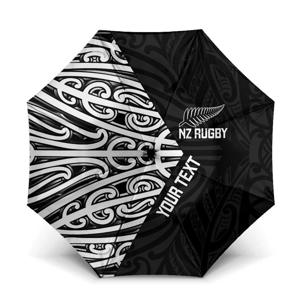 New Zealand Silver Fern Rugby Custom Umbrella Maori Koru Go Black Fern - Aussie Hoodie