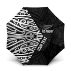 New Zealand Silver Fern Rugby Custom Umbrella Maori Koru Go Black Fern - Aussie Hoodie