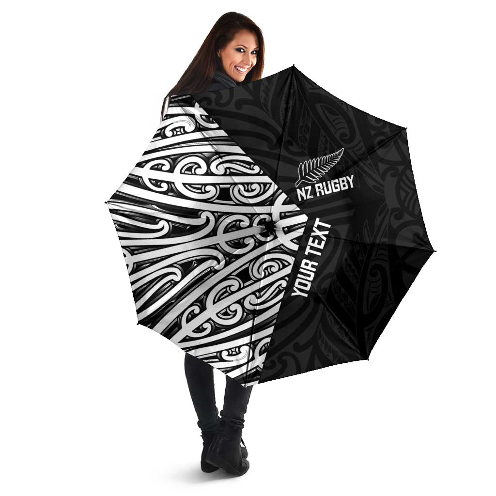 New Zealand Silver Fern Rugby Custom Umbrella Maori Koru Go Black Fern - Aussie Hoodie