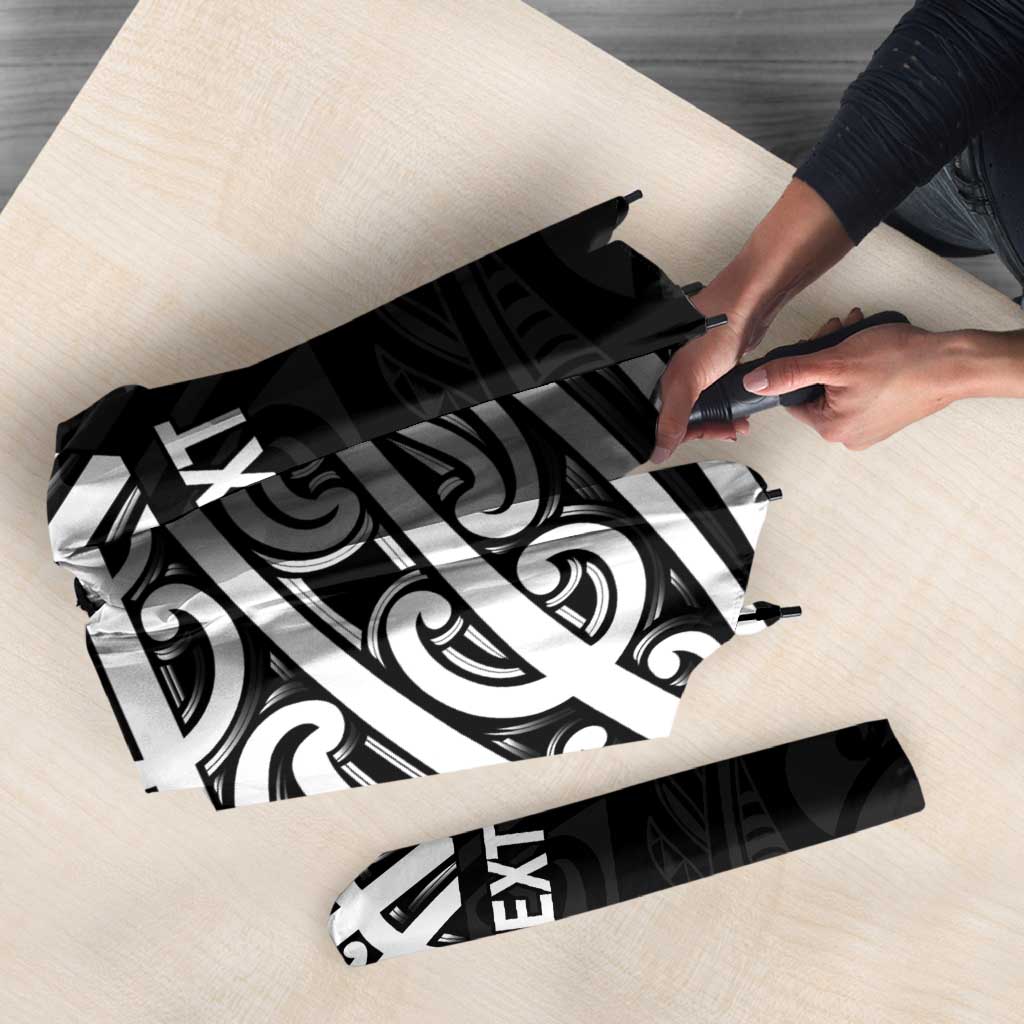 New Zealand Silver Fern Rugby Custom Umbrella Maori Koru Go Black Fern - Aussie Hoodie