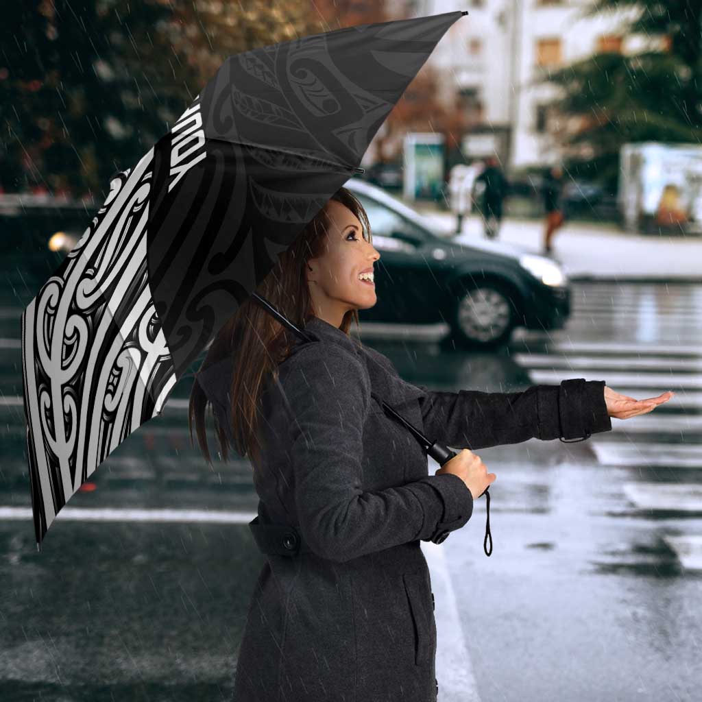 New Zealand Silver Fern Rugby Custom Umbrella Maori Koru Go Black Fern - Aussie Hoodie
