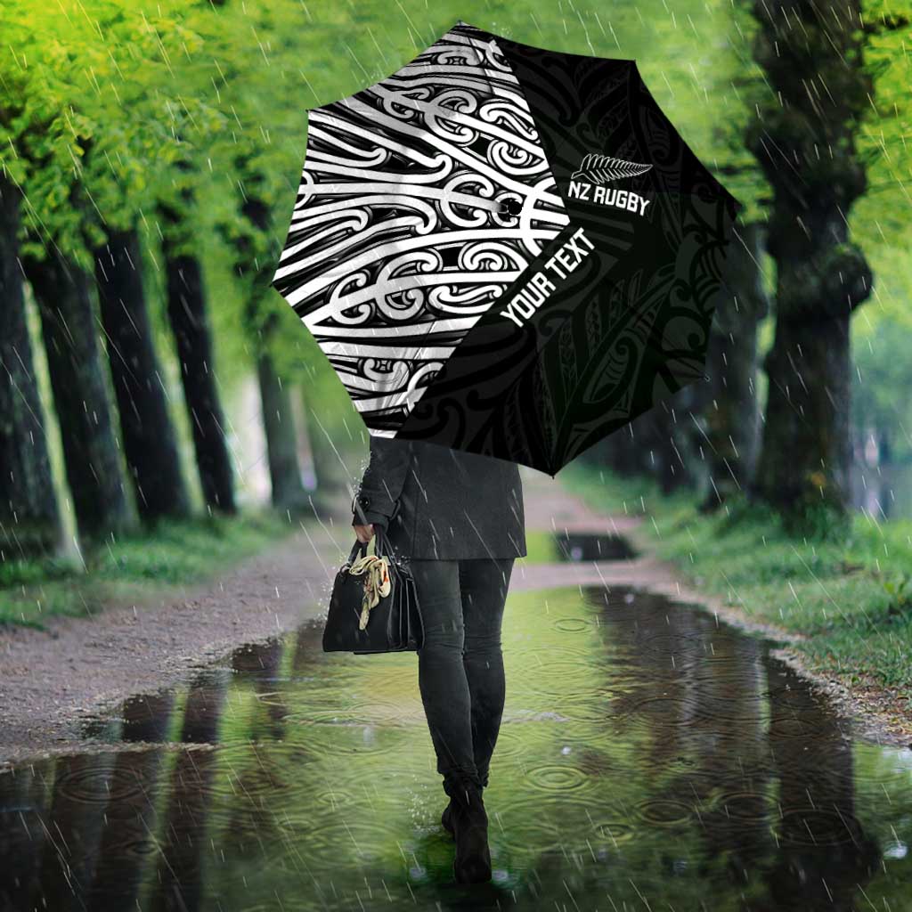 New Zealand Silver Fern Rugby Custom Umbrella Maori Koru Go Black Fern - Aussie Hoodie