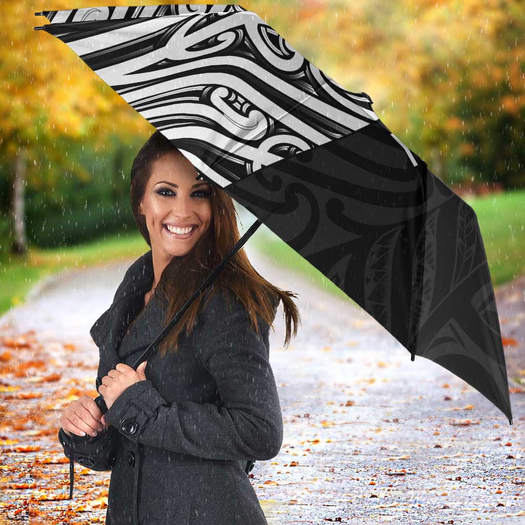 New Zealand Silver Fern Rugby Custom Umbrella Maori Koru Go Black Fern - Aussie Hoodie