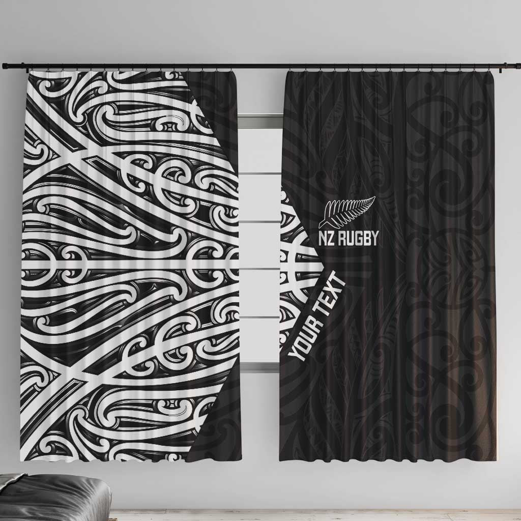 New Zealand Silver Fern Rugby Custom Window Curtain Maori Koru Go Black Fern - Aussie Hoodie