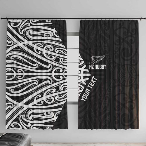 New Zealand Silver Fern Rugby Custom Window Curtain Maori Koru Go Black Fern - Aussie Hoodie