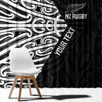New Zealand Silver Fern Rugby Custom Window Curtain Maori Koru Go Black Fern - Aussie Hoodie