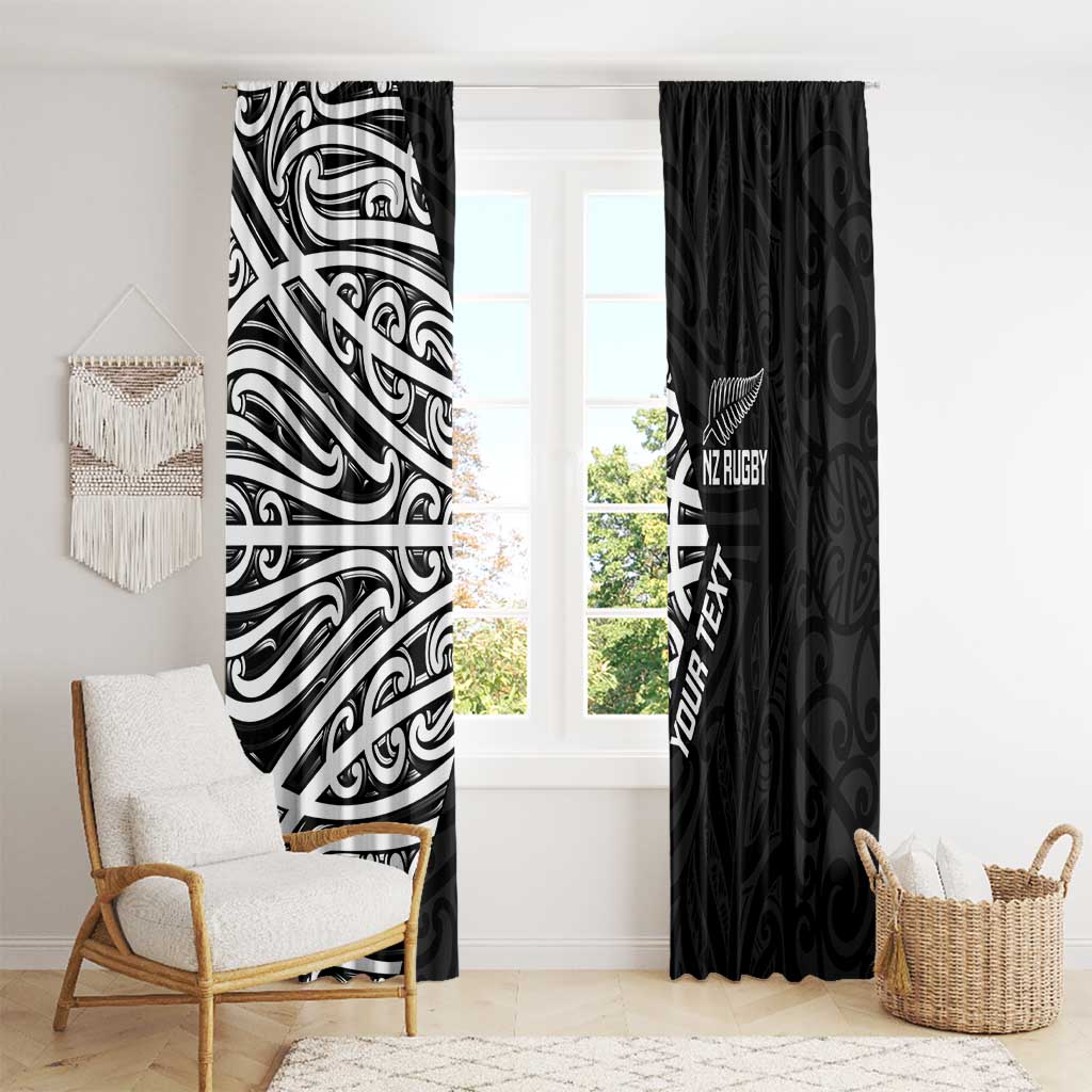 New Zealand Silver Fern Rugby Custom Window Curtain Maori Koru Go Black Fern - Aussie Hoodie