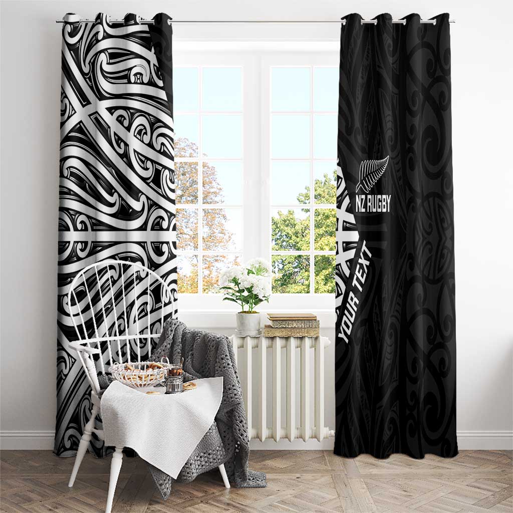 New Zealand Silver Fern Rugby Custom Window Curtain Maori Koru Go Black Fern - Aussie Hoodie