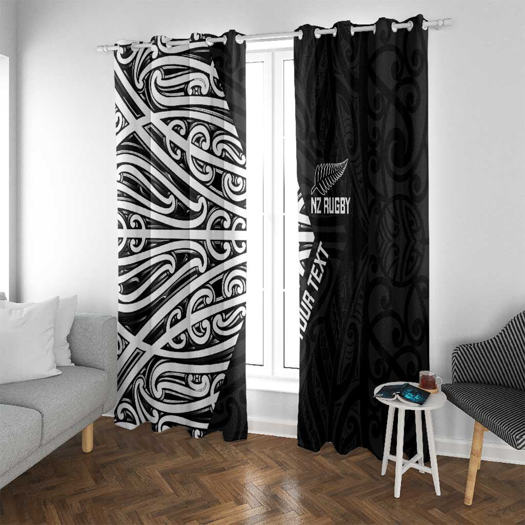 New Zealand Silver Fern Rugby Custom Window Curtain Maori Koru Go Black Fern - Aussie Hoodie