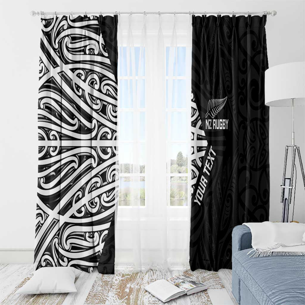 New Zealand Silver Fern Rugby Custom Window Curtain Maori Koru Go Black Fern - Aussie Hoodie