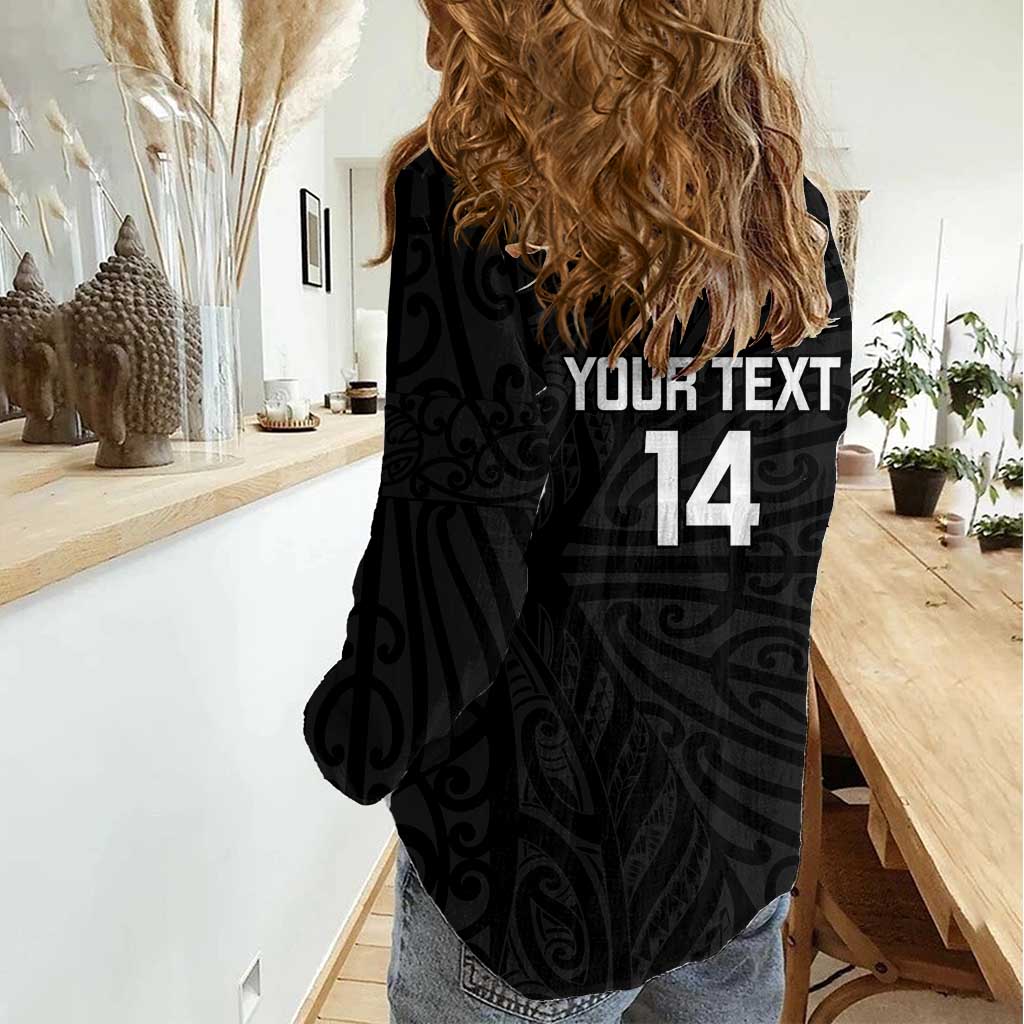 New Zealand Silver Fern Rugby Custom Women Casual Shirt Maori Koru Go Black Fern - Aussie Hoodie
