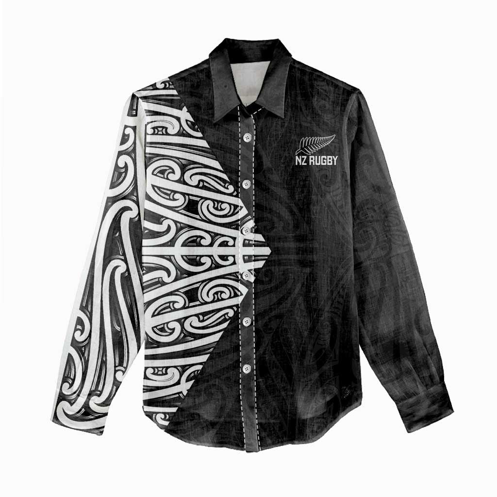 New Zealand Silver Fern Rugby Custom Women Casual Shirt Maori Koru Go Black Fern - Aussie Hoodie