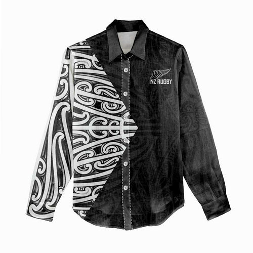 New Zealand Silver Fern Rugby Custom Women Casual Shirt Maori Koru Go Black Fern - Aussie Hoodie