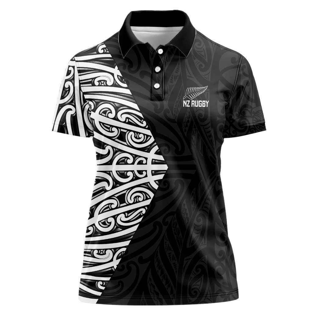 New Zealand Silver Fern Rugby Custom Women Polo Shirt Maori Koru Go Black Fern - Aussie Hoodie