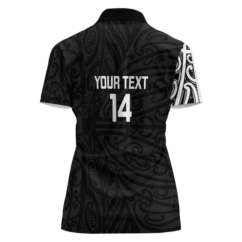 New Zealand Silver Fern Rugby Custom Women Polo Shirt Maori Koru Go Black Fern - Aussie Hoodie
